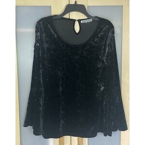 Liquid By Sioni Crushed Velvet Whimsigoth Top L Black Witchy Gothic‎ Grunge Bell
